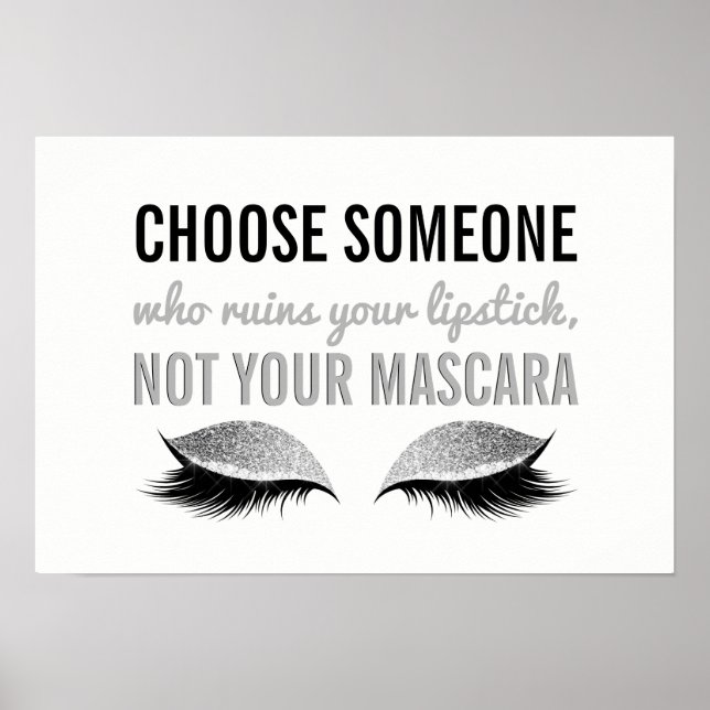 Poster Eyelash maquillage Inspiration Citation noir et bl (Devant)