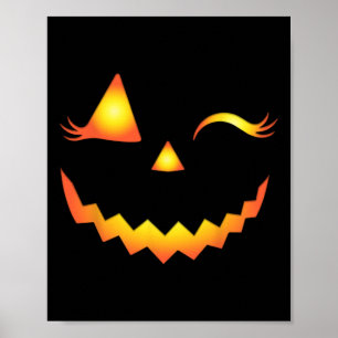 Poster Eyelashes Jack-o'-lantern Face Citrouille Hallowen
