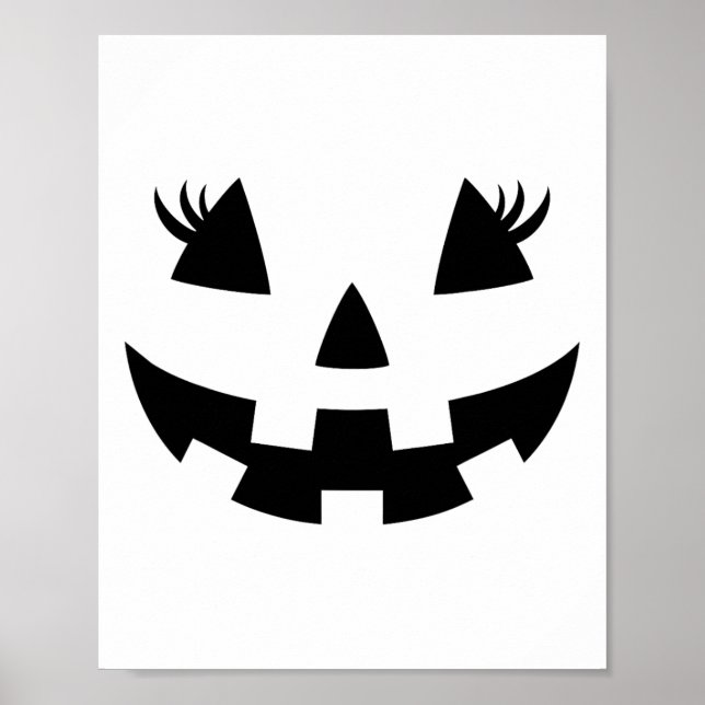 Poster Eyelashes Jack-o'-lantern Face Citrouille Hallowen (Devant)