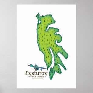 Poster Eysturoy Iles Féroé Plan de voyage