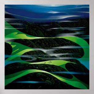 Poster Eyvind Earle - Champs verts - 1994; États-Unis