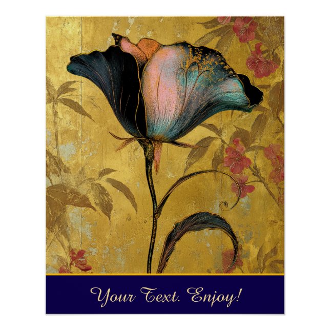 Poster *~* F4  Elegant Flower Gold  Vintage 23 (Devant)