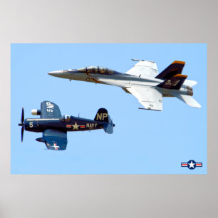 Poster F4U CORSAIR and F/A-18F SUPER HORNET