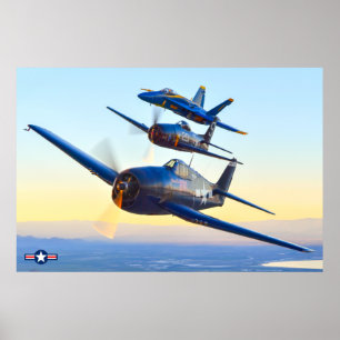Poster F6F HELLCAT, F8F BEARCAT et F/A-18C HORNET