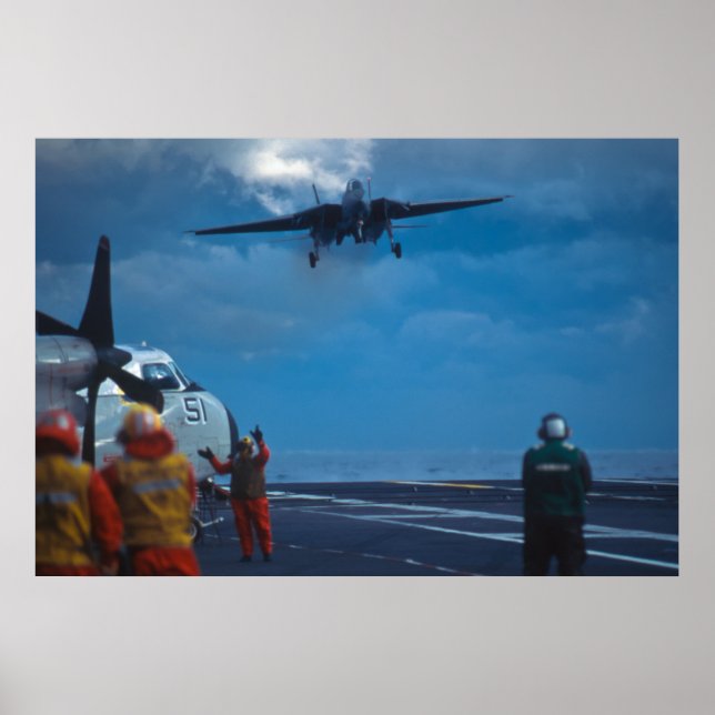 Poster F-14 Tomcat atterrir sur un porte-avions (Devant)