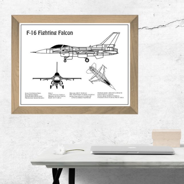 Poster F-16 Faucon de combat - Plan directeur de l'avion  (Créateur téléchargé)
