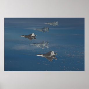 Poster F-22 Raptors et F-15 Eagles