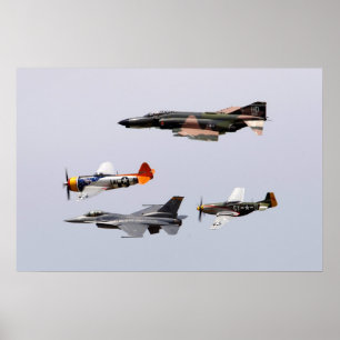 Poster F-4 Phantom, P-47 Thunderbolt, F-16 Fighting Falco