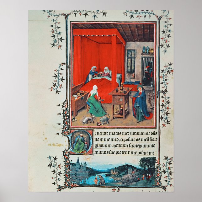 Poster f.93v La naissance de Jean le Baptiste et du Bapti (Devant)