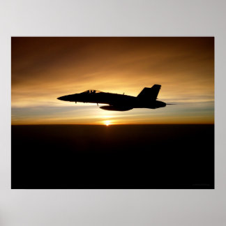 Poster F/A-18C au coucher du soleil