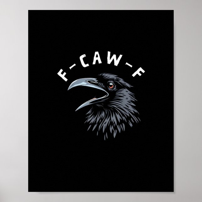 Poster F-Caw-F Bird Crow Vintage Graphic (Devant)