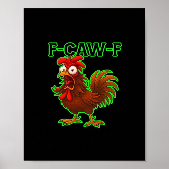 Poster F-Caw-F Chicken Classic Retro Graphic (Devant)