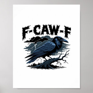 Poster F-Caw-F Corbeau Essentiel Rétro Classique