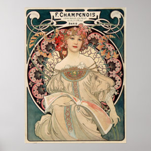 Poster F. Champenois by Alfons Mucha - Art Nouveau