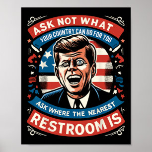 Poster F. Kennedy Funny Patriotic Toilet 4 juillet