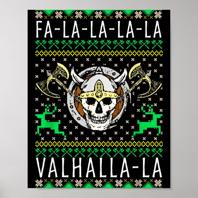 Poster Fa-la-la-la Valhalla-la Viking God Ugly Christmas  (Devant)