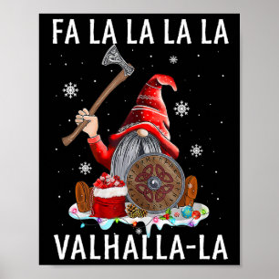 Poster Fa La Valhalla Xmas Gnome Beard Viking Arme C