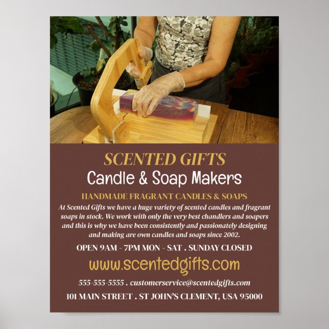 Poster Fabrication de savon, bougies et fabricant de savo (Devant)