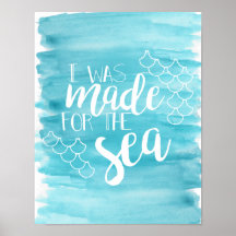 Fabriqué Pour L'Affiche D'Aquarelle De Mer
