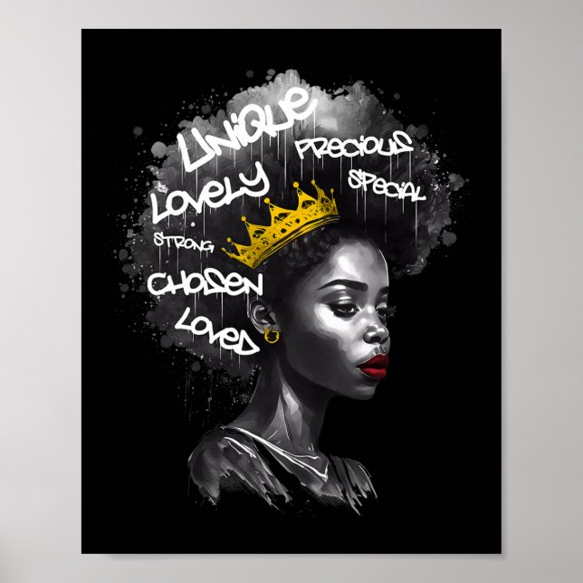 Poster Fabuleuse Femme Afro Noire Avec Des Mots Empowants (Devant)