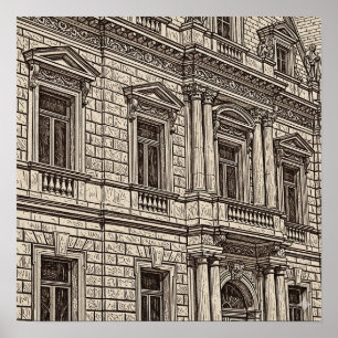 Poster Façade Art Sgraffito