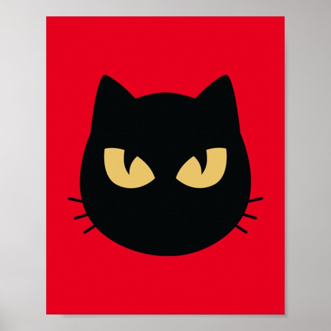 Poster Face de chat noir (Devant)