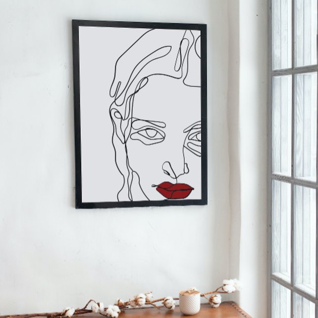 Poster Face de dessin minimaliste moderne à une ligne (Créateur téléchargé)