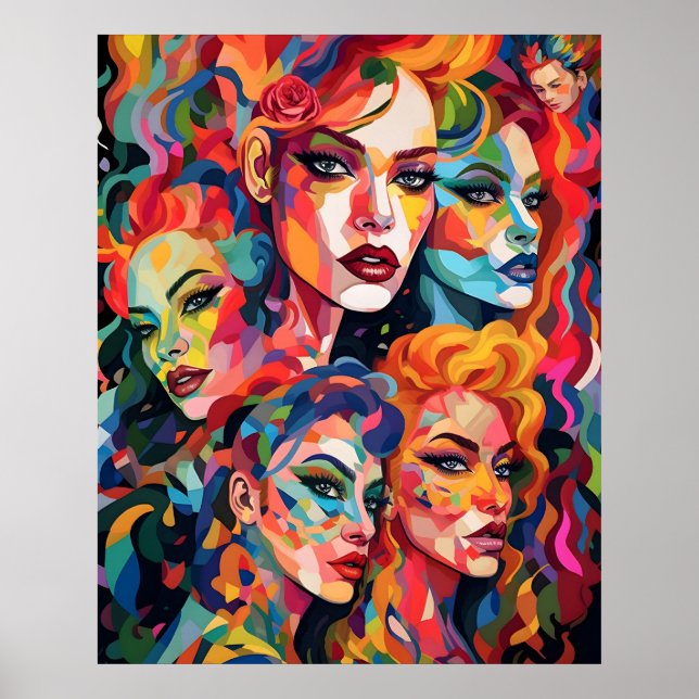 Poster Face des femmes transgenres Abstraites (Devant)