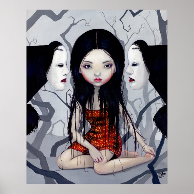 Poster Face Fantômes gothique japonaise horreur Art Impri (Devant)
