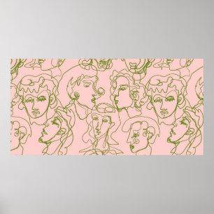 Poster Face féminine abstraite contemporaine. e minimalis