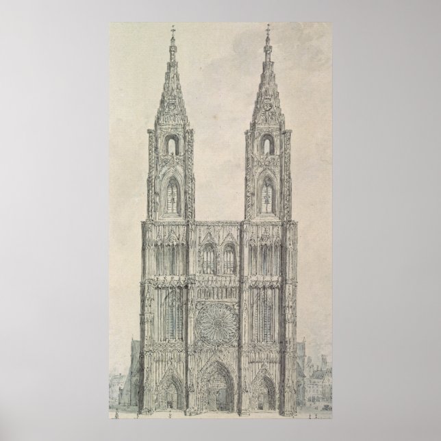 Poster Face ouest de la cathédrale de Strasbourg (Devant)