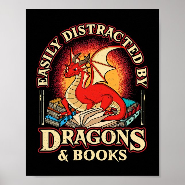 Poster Facilement Distrait Par Dragons & Livres Nerd Drag (Devant)