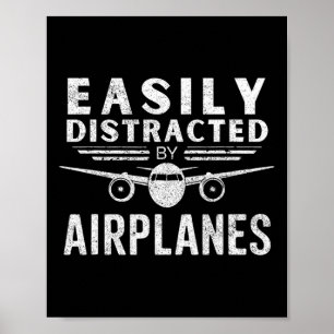 Poster Facilement Distrait Par Les Avions Dans Funny Avia