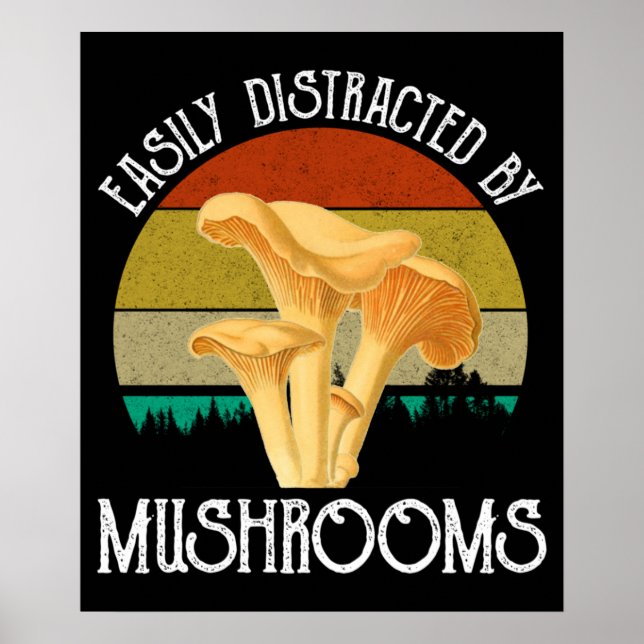 Poster Facilement Distrait Par Les Champignons (Chanterel (Devant)