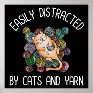 Poster Facilement Distrait Par Les Chats Et Les Fils