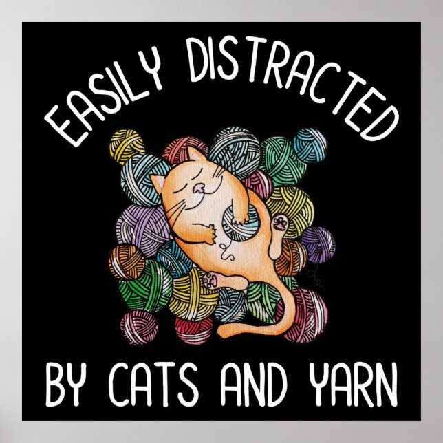 Poster Facilement Distrait Par Les Chats Et Les Fils (Devant)