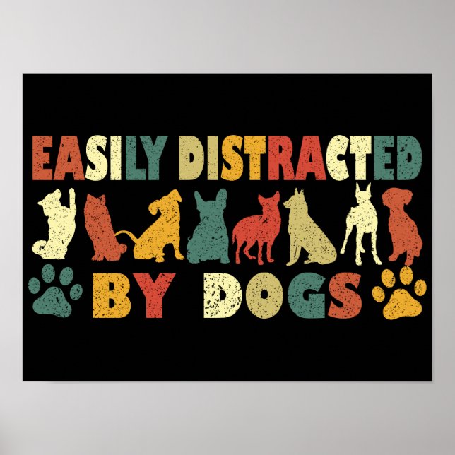 Poster Facilement Distrait Par Les Chiens (Devant)