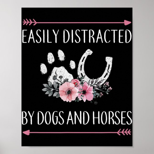 Poster Facilement Distrait Par Les Chiens Et Les Chevaux (Devant)