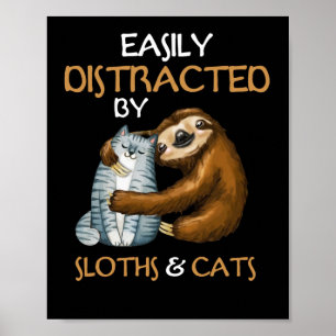 Poster Facilement Distrait Par Les Fentes Et Les Chats Am