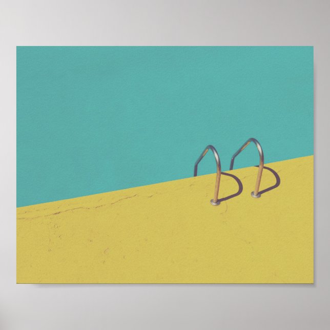 Poster Faded Yellow et Aqua Blue Photo moderne (Devant)