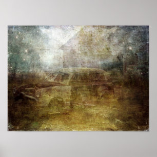 Poster Fading Away Abandoned Car