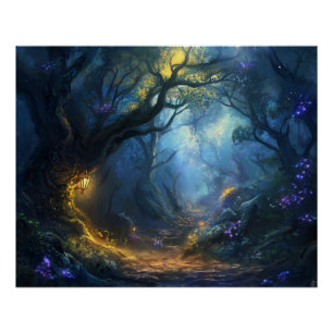 Poster Fae Imaginaire Forest Night Scene