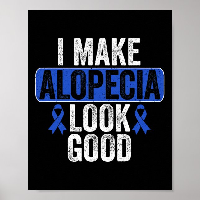 Poster Faire Alopecia look Bonne perte de cheveux bleu Ru (Devant)