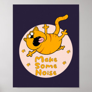 Poster Faire du bruit Kawaii Funny orange cat saut