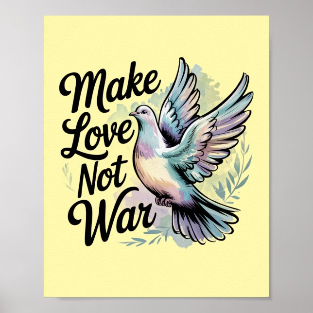 Poster Faire l'amour pas la guerre La colombe de la paix (Devant)