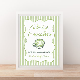 Poster Faire-part de Baby Shower Matcha Green Tea avec Co