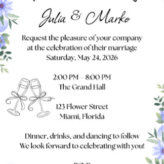 Poster Faire-part de mariage floral romantique modèle