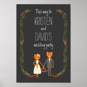 Poster Faire-part de mariage rustique de chats de la forê