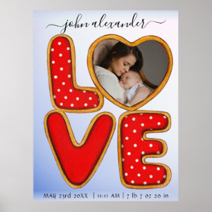 Poster Faire-part de naissance photo Retro Baby