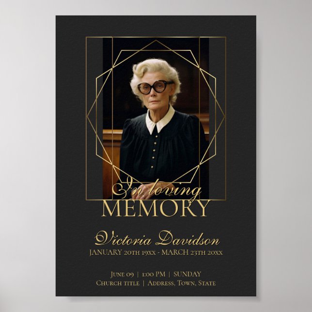 Poster Faire-part funéraire numérique post gris foncé (Devant)